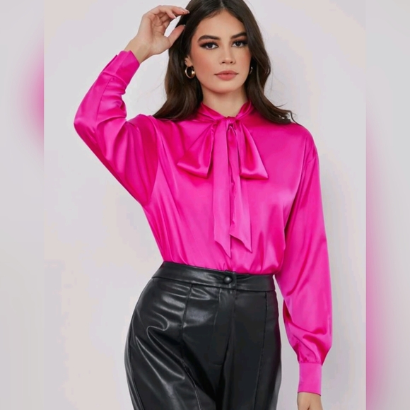 satin blouse pink
